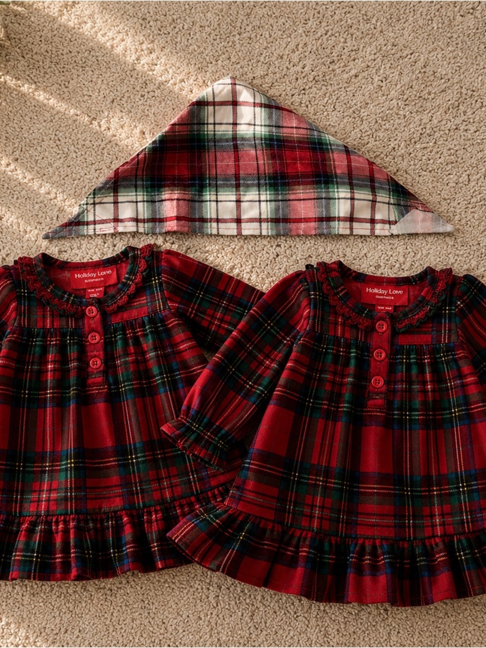 Girls' Red Plaid Long-Sleeve Pajama Top